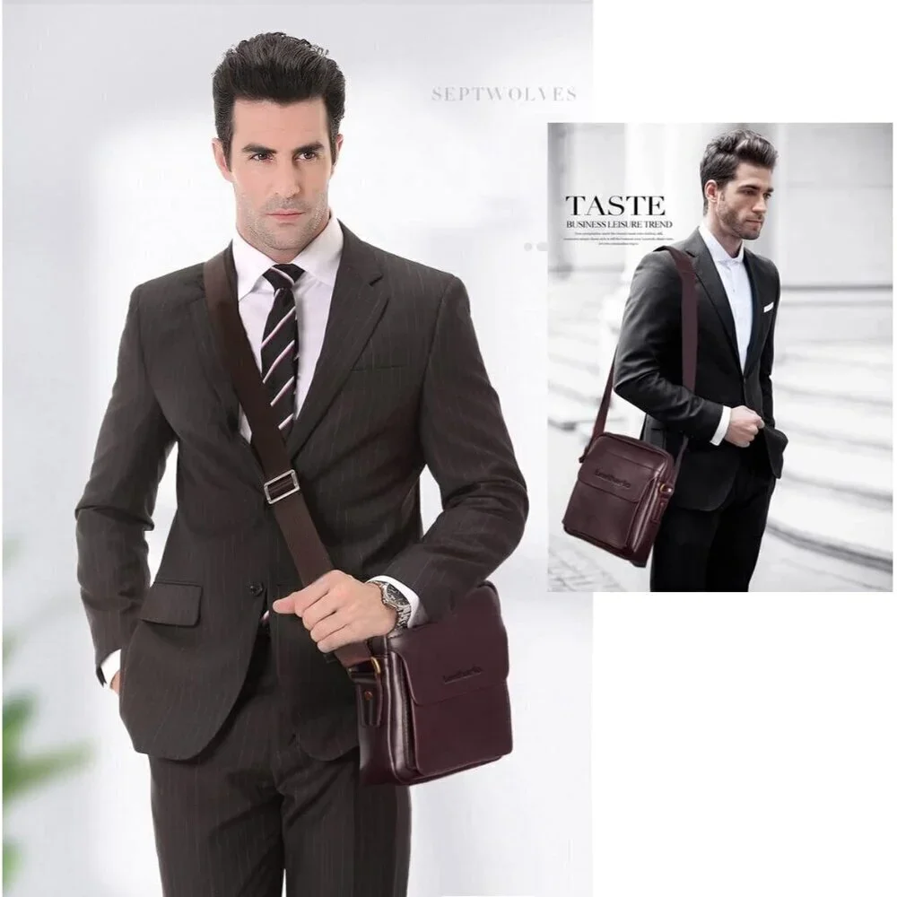 💫 Men Brown Crossbody Bag Leather Small Messenger Sling Satchel Shoulder bag